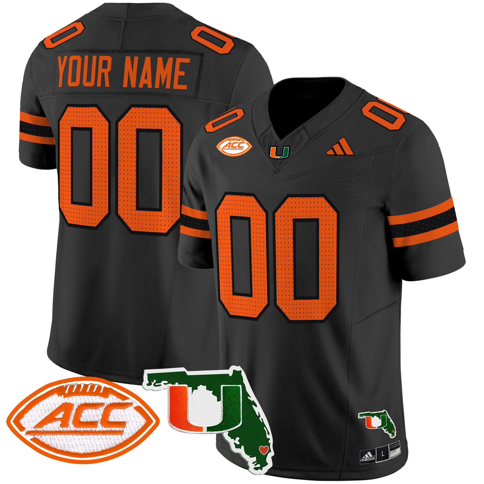 Men Miami Hurricanes Black 2024 Florida Patch Vapor Limited Custom NCAA Jersey->customized ncaa jersey->Custom Jersey